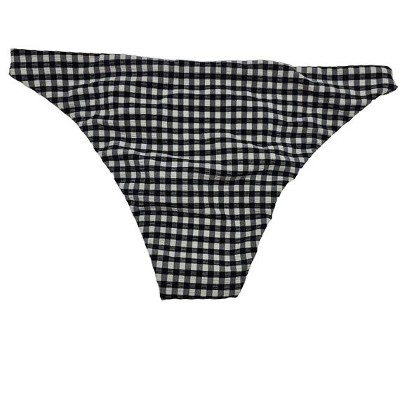 Andie Swim Womans size S The Cheeky Bikini Bottom in Black & White Gingham NEW - Picture 3 of 8